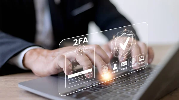 2FA increases the security of your account, Two-Factor Authentication laptop screen displaying a 2fa concept, Privacy protect data and cybersecurity.