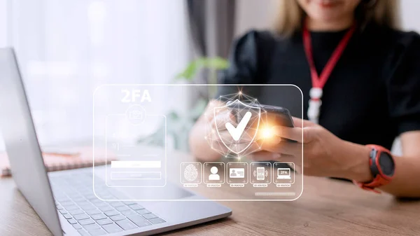 2FA increases the security of your account, Two-Factor Authentication laptop screen displaying a 2fa concept, Privacy protect data and cybersecurity.