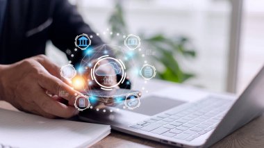 Bulut bilgisayarı, bilgi depolamanızı sağlayan bir teknoloji türüdür. Ağ ve internet hizmeti kavramı.