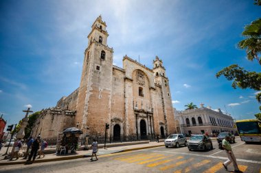 Merida, Yucatan 'da bir katedral manzarası