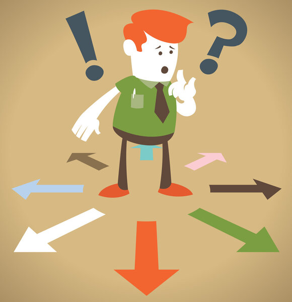 Ретро корпоративный парень выбирает, куда идти
.