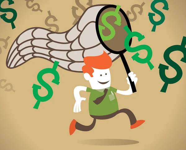 Corporate Guy pourchasse le dollar — Image vectorielle