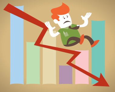 Şirket adamı down satış grafiği düşüyor