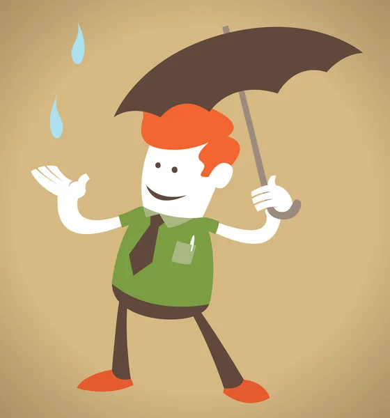 Ragazzo aziendale con ombrello . — Vettoriale Stock