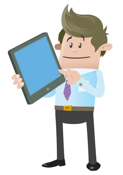 Business Buddy with Computer Tablet — Stock Vector