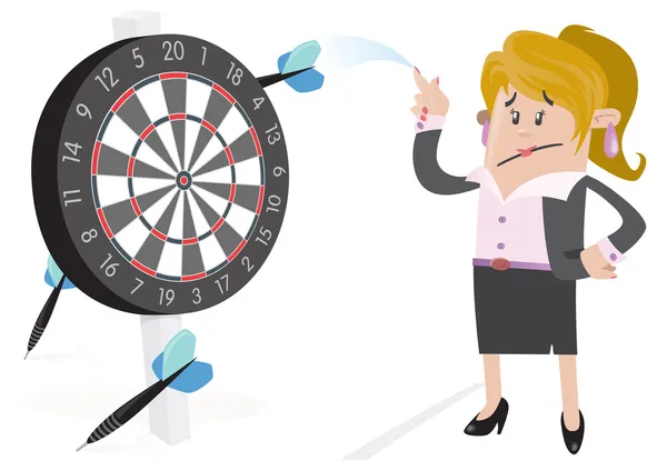 Businesswoman Buddy Hits a Bullseye. — Stock Vector