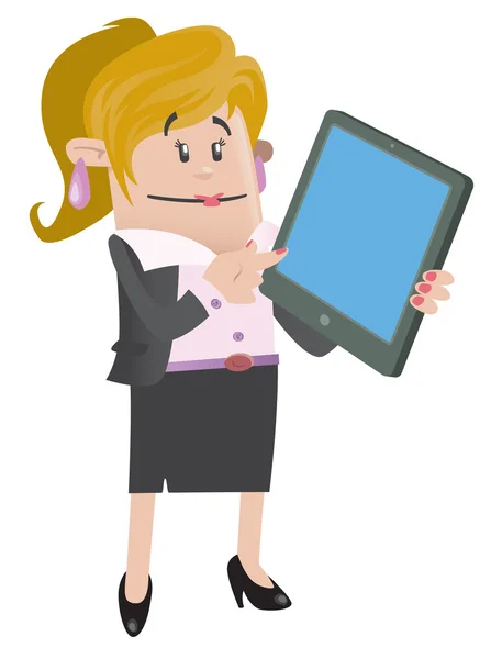 Affärskvinna kompis med dator tablett — Stock vektor