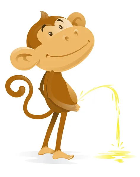 Cheeky Monkey toma el Pee — Vector de stock