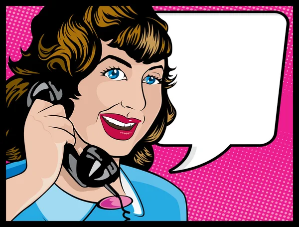 Vintage Comic Style Woman on the Phone — Stock Vector