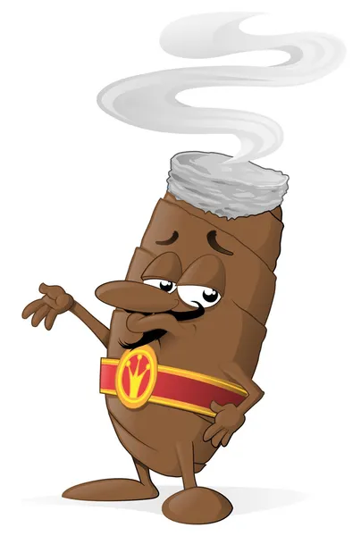 Cartoon sigaar karakter staande en zwaaien — Stockvector