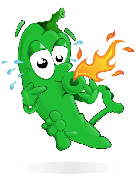 Deze groene hot chili peper — Stockvector