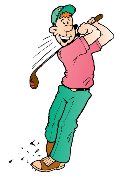 Αρσενικό παίχτης του γκολφ ξεκίνημα με ονηλάτης — Διανυσματικό Αρχείο