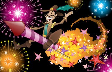 guy fawkes bir havai fişek roket uçan.