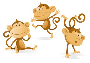 Three Very Cheeky Monkeys. clipart