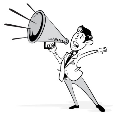 onun bir megafon ile işadamı