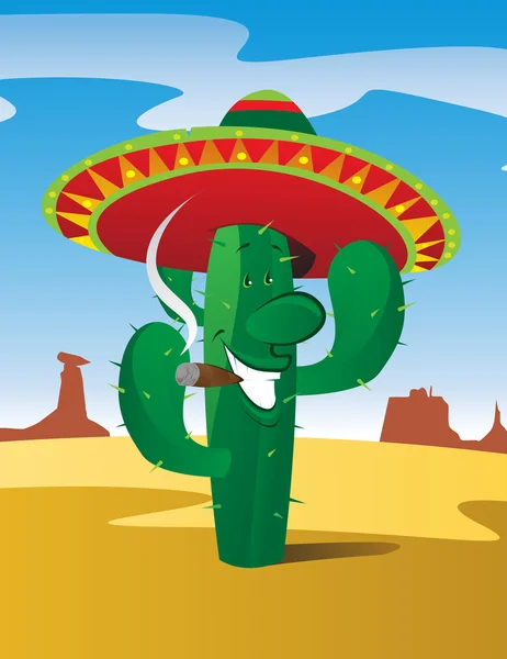 Cigarros que tocan cactus mexicanos — Vector de stock