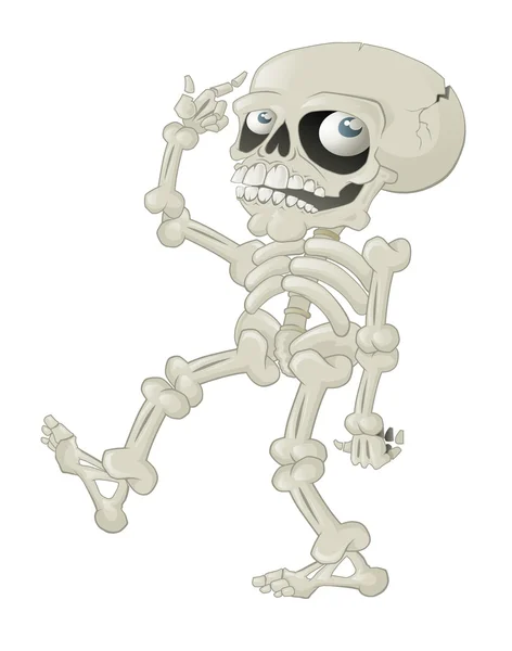 Esqueleto de Halloween Pensando — Vetor de Stock