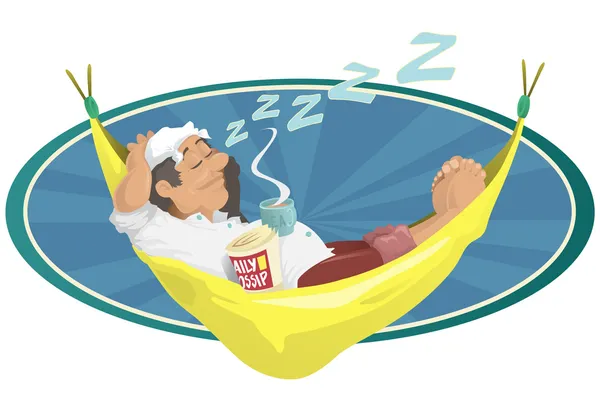 Hombre durmiendo en hamaca — Vector de stock