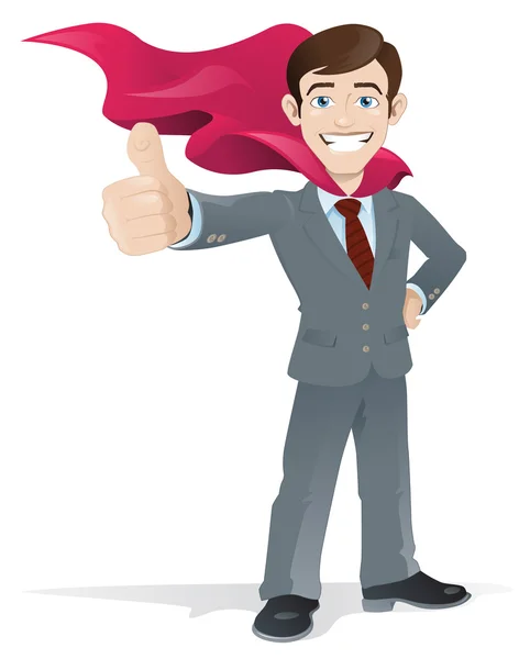 Superhero Businessman gives the thumbs up — Stock Vector