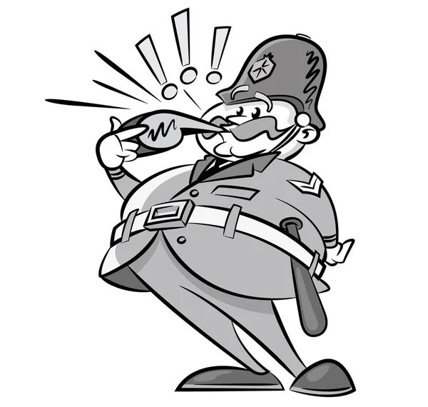 Policier avec un sifflet — Image vectorielle
