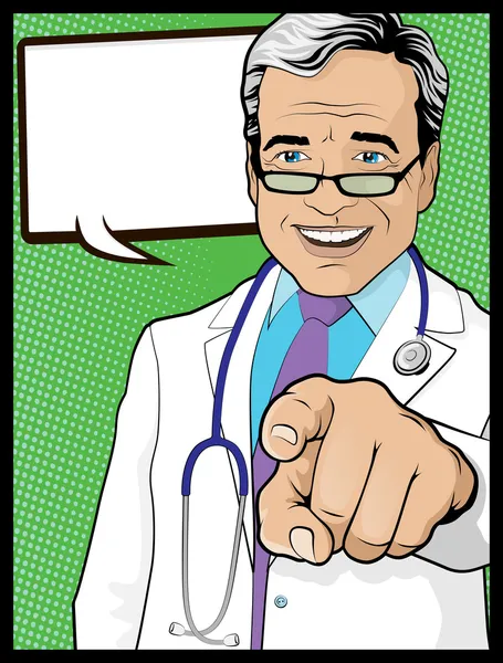 Lekarz z wskazując ręką — Wektor stockowy