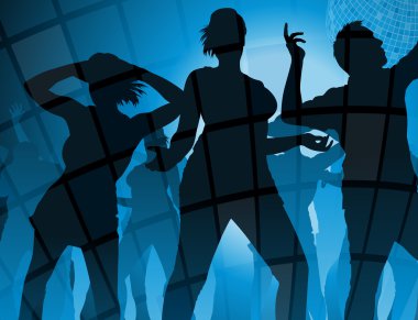 Group of disco dancers clipart
