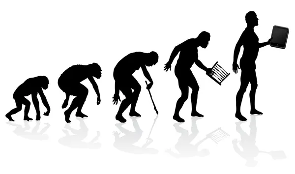 Évolution de l'homme et de la technologie — Image vectorielle