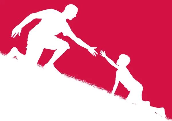Father offers helping hand to son — Stock Vector