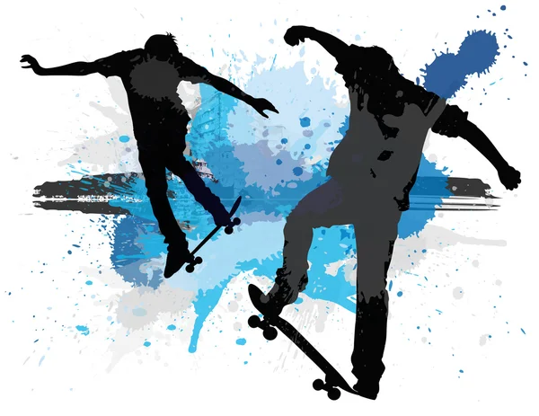 Young teens skating against — Stock Vector