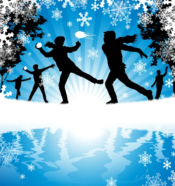 Winter Snowball Fight. — Stock Illustration Winter Snowball Fight. Royalty Free Stock Illustrations