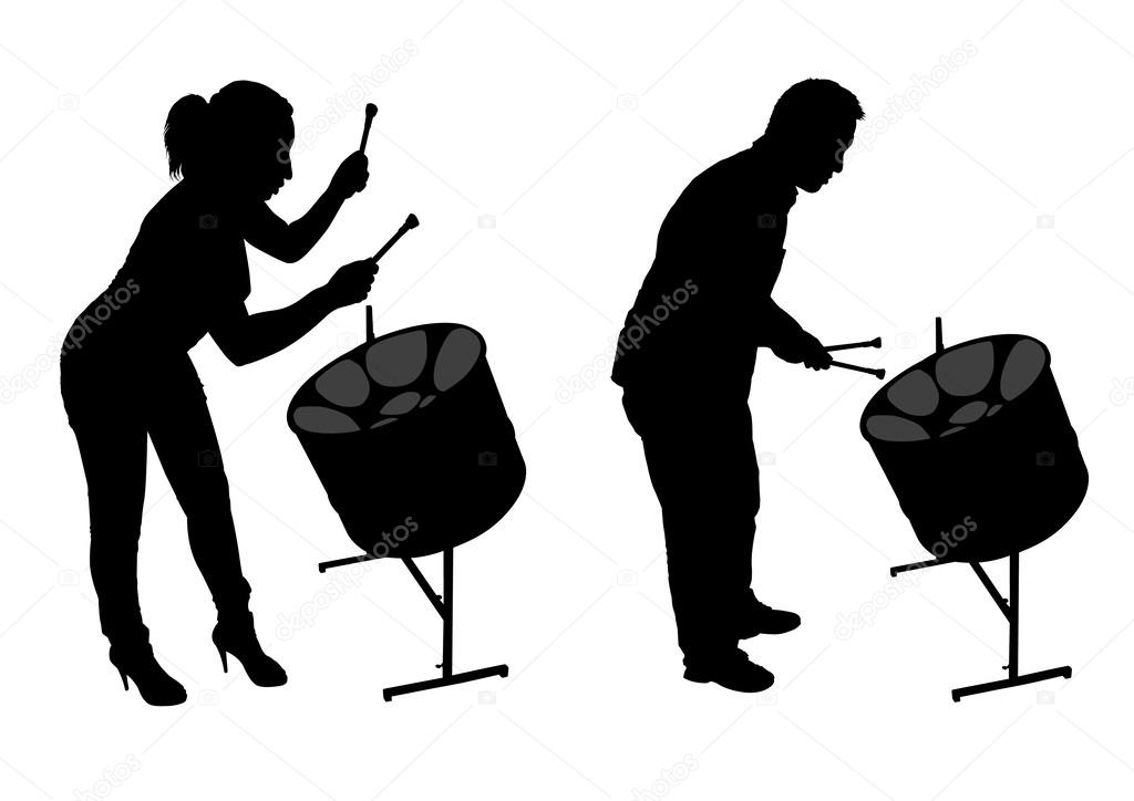 Steel Drum Players Silhouettes — Stock Vector © 34149981
