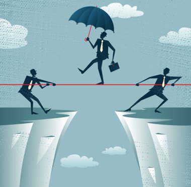 Yardım ve çekerek işadamları telli kendi meslektaşı uçurumun tepesinde birlikte yardımcı olmak.