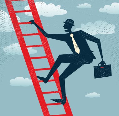 soyut işadamı kurumsal merdivene tırmanıyor..