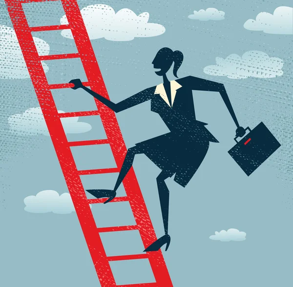 Abstract Businesswoman climbs up the Corporate Ladder. — Stock Vector