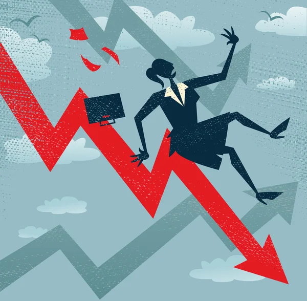 Empresária abstrata cai no gráfico de vendas . — Vetor de Stock