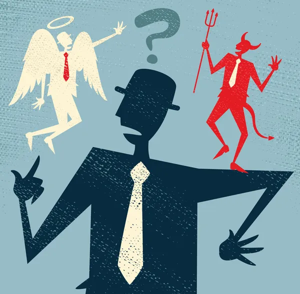 Abstract Businessman has a Moral Dilemma Stock Vector
