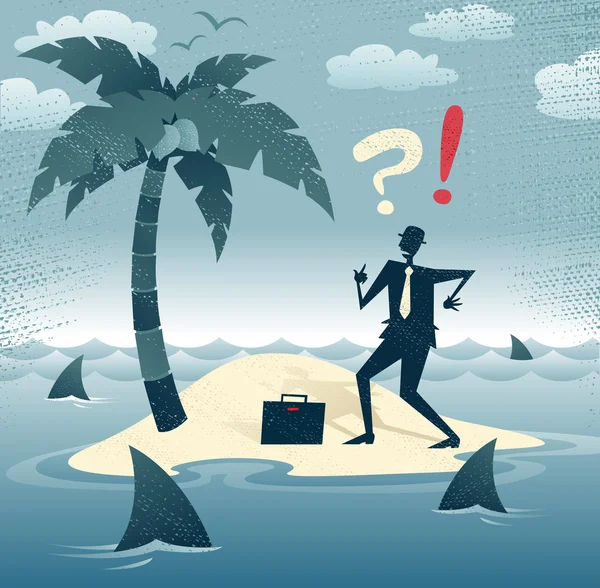 Abstract Businessman is trapped on an Island. — Stock Photo, Image