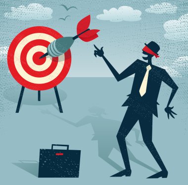 işadamı dart ile blindfolded.