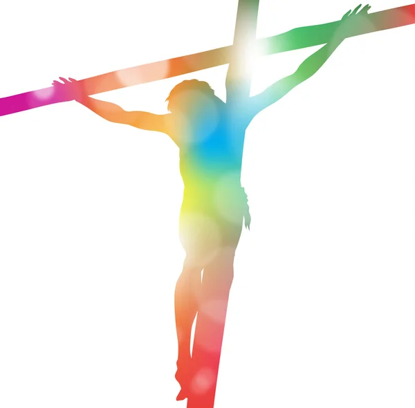 Jesus Christ on Cross in Colourful — Stock Vector