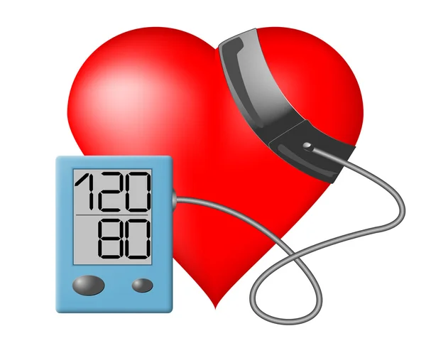 Coração - Monitor de pressão arterial — Vetor de Stock