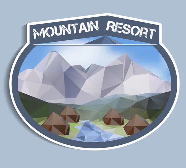 Наклейка Mountain Resort - многоугольная — стоковый вектор