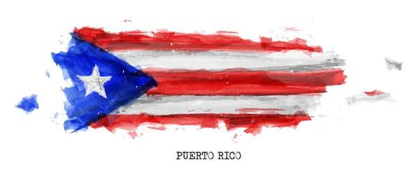 Bandera Puerto Rico Diseño Pintura Acuarela Mapa Dibujo Realista Forma — Archivo Imágenes Vectoriales