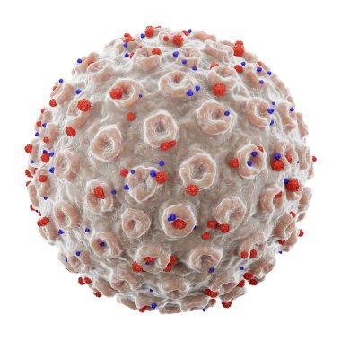 COVID-19 Corona virüsü ve dikenli glikoprotein. Ayrıntılı çatlak dokusu. İzole edilmiş beyaz arkaplan. 3 boyutlu görüntüleme. Gömülü kırpma yolları .