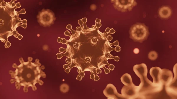 Virus Covid Corona Dengan Glikoprotein Spike Yang Mengambang Udara Warna — Stok Foto