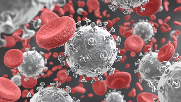 Covid19 Corona Virus Spike Glycoprotein Floating Bloodstream Red Blood Cells — Stok fotoğraf