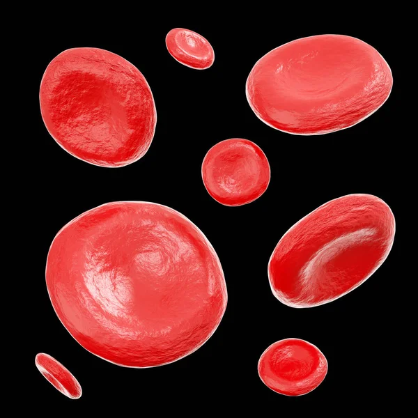 Red Blood Cells Isolated Black Background Rendering — Stok fotoğraf