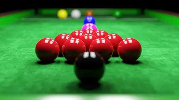 Snooker Pool Table Billiards Ball Dimness Light Rendering — Stock Photo, Image