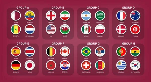 Qatar Fifa World Cup Soccer Tournament 2022 Teams Final Draw — Stock Vector