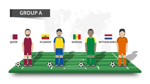 Qatar Torneo Mundial Fútbol Copa Del Mundo Fútbol 2022 Equipos — Vector de stock