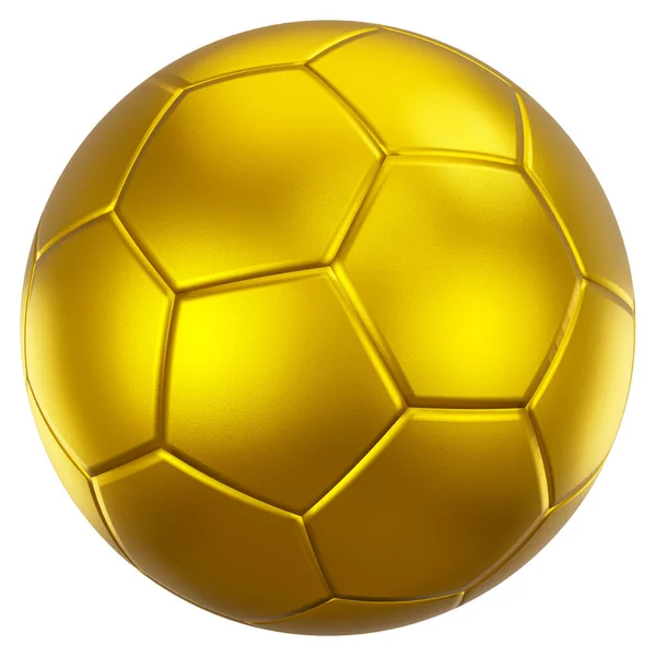 Χρυσή Μπάλα Ποδοσφαίρου Ποδόσφαιρο Δερμάτινη Υφή Απομονωμένοι Ενσωματωμένα Μονοπάτια Απόδοση — Φωτογραφία Αρχείου